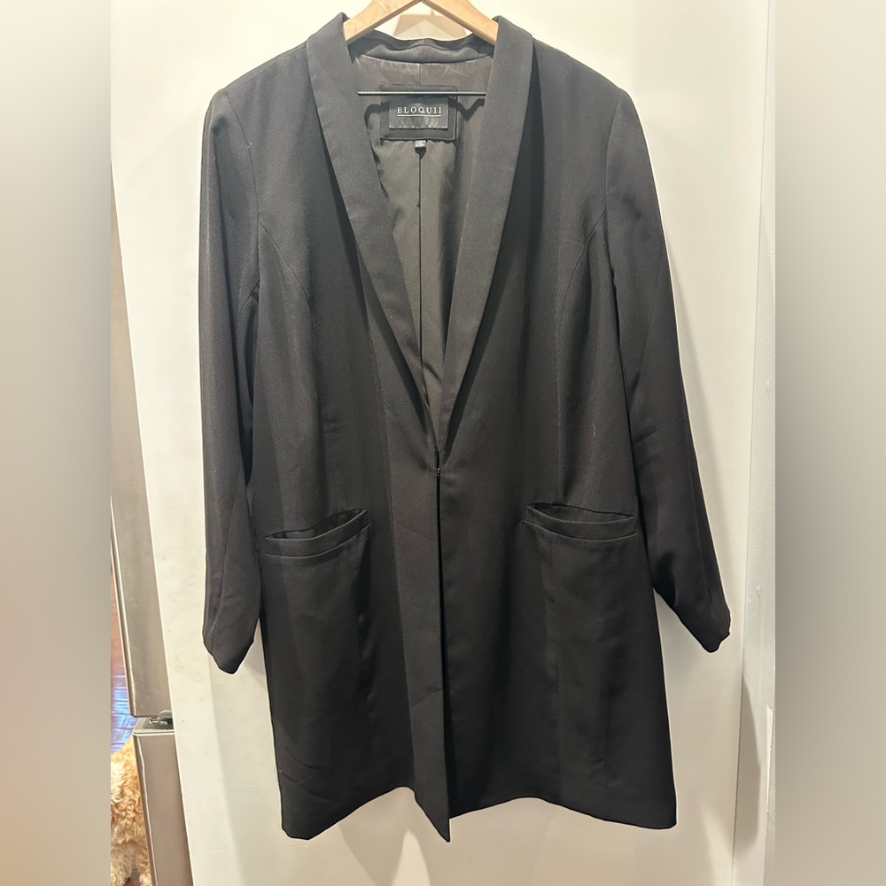 Eloquii Black Blazer Jacket Size 18 Tailored Open Front Classic Workwear Staple